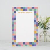 Quirky und Fun Colorful Checkerboard Grid Briefpapier (Stehend Vorderseite)
