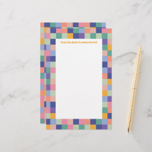 Quirky und Fun Colorful Checkerboard Grid Briefpapier