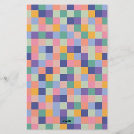 Quirky und Fun Colorful Checkerboard Grid Briefpapier (Rückseite)