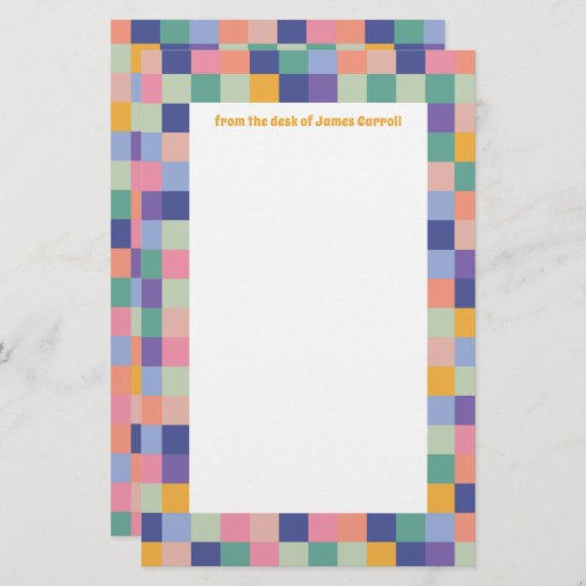 Quirky und Fun Colorful Checkerboard Grid Briefpapier (Vorne/Hinten)