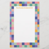 Quirky und Fun Colorful Checkerboard Grid Briefpapier (Vorderseite)