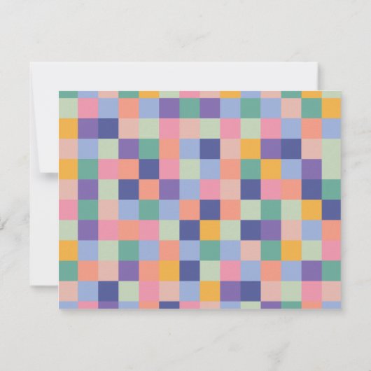 Quirky und Fun Colorful Checkerboard Grid Mitteilungskarte (Rückseite)