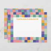 Quirky und Fun Colorful Checkerboard Grid Mitteilungskarte (Vorne/Hinten)