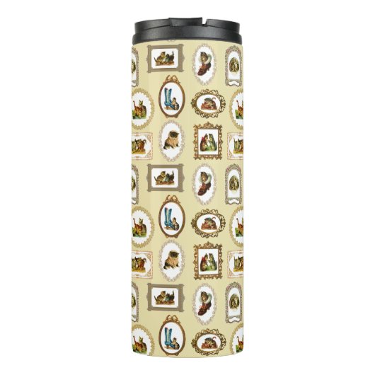 Quirky Vintag Gerahmt Cats Muster Thermosbecher (Rückseite)