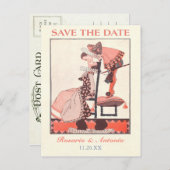 Quirky-Vintag-Save the Date-Postkarten Ankündigungspostkarte (Vorne/Hinten)