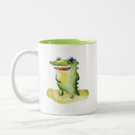 Quirky Watercolor Gator Collectible Zweifarbige Tasse