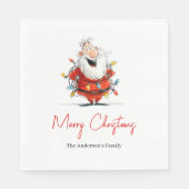 Quirky Watercolor Santa Custom Holiday Cocktail Serviette (Vorderseite)