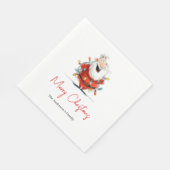 Quirky Watercolor Santa Custom Holiday Cocktail Serviette (Ecke)