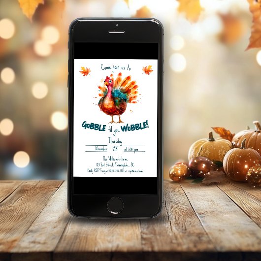 Quirky Watercolor Türkei Erntedank Einladung