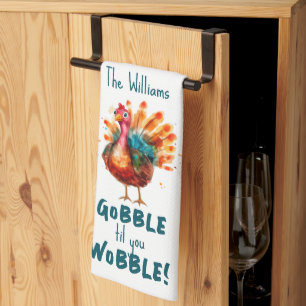 Quirky Watercolor Türkei Erntedank Geschirrtuch