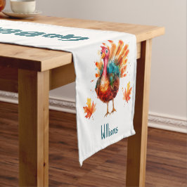Quirky Watercolor Türkei Erntedank Kurzer Tischläufer