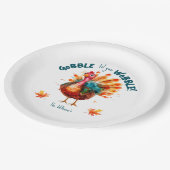 Quirky Watercolor Türkei Erntedank Pappteller (Schrägansicht)