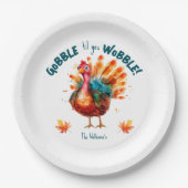 Quirky Watercolor Türkei Erntedank Pappteller (Vorderseite)