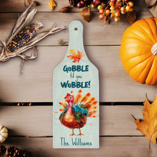 Quirky Watercolor Turkey Sage Green Schneidebrett