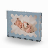 Quirky Wavy Blue Frame Newborn Keepake Fotoblock (Rechts)