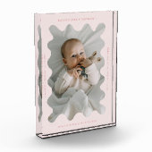 Quirky Wavy Frame Neugeborener Keepake Pink Fotoblock (Links)