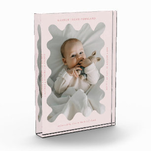 Quirky Wavy Frame Neugeborener Keepake Pink Fotoblock