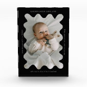 Quirky Wavy Frame Newborn Keepake Black Fotoblock (Vorderseite)