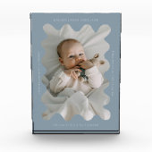 Quirky Wavy Frame Newborn Keepake Blue Fotoblock (Vorderseite)