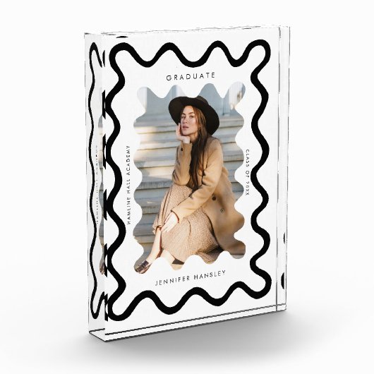 Quirky Wavy Line Graduate Keepake Fotoblock (Links)