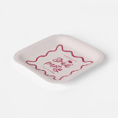 Quirky Wavy Line Red Grad Party Pappteller (Gewinkelt)