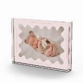 Quirky Wavy Pink Frame Newborn Keepake Fotoblock (Rechts)