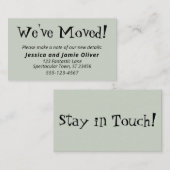 Quirky "We ve Moved" zeigt grüne Hand-Out-Karten Visitenkarte (Vorne/Hinten)