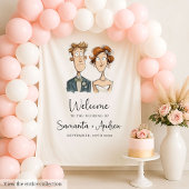 Quirky Wedding Backdrop Wasserfarbenbrille und Brä Wandteppich