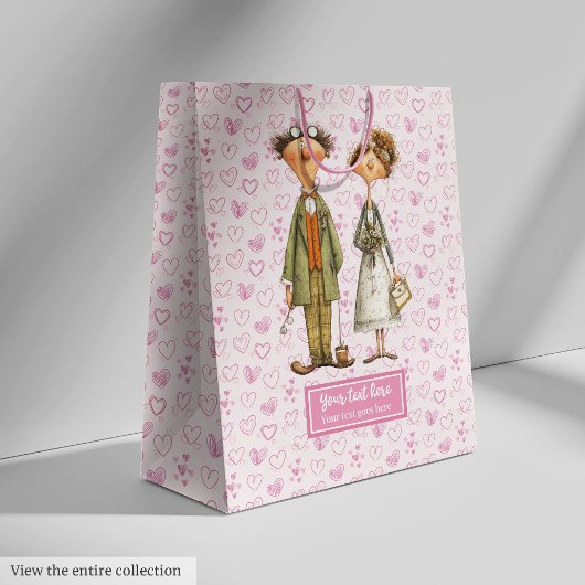 Quirky Wedding Couple Gift Bag Personalisierter Sp Mittlere Geschenktüte