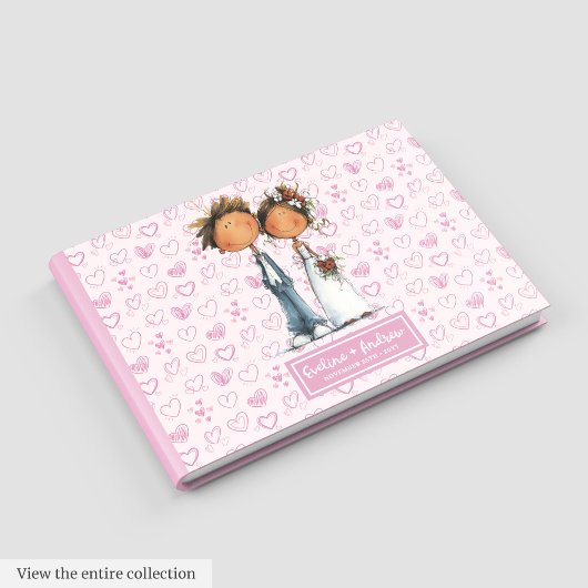 Quirky Wedding Couple Watercolor Guestbook Gästebuch