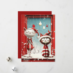 Quirky Weihnachtskatzen Feiertagskarte