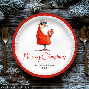 Quirky Weihnachtsmann Wasserfarbe Kinderparty Tell Pappteller