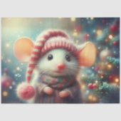 Quirky Weihnachtsmäuse Rustikale Winterkunst Dekou Seidenpapier (Vorderseite)