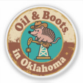 Quirky Western Charm_ Oklahoma Cowboy Armadillo Aufkleber (Vorderseite)