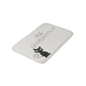 Quirky Whimsical Black Cat Glittery Hello Gorgeous Badematte (Schrägansicht)