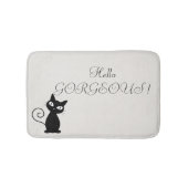 Quirky Whimsical Black Cat Glittery Hello Gorgeous Badematte (Vorderseite)