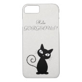 Quirky Whimsical Black Cat Glittery Hello Gorgeous Case-Mate iPhone Hülle (Rückseite)
