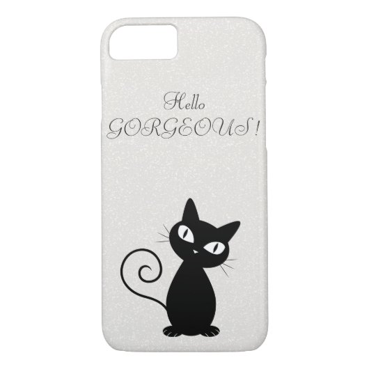 Quirky Whimsical Black Cat Glittery Hello Gorgeous Case-Mate iPhone Hülle (Rückseite)