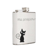 Quirky Whimsical Black Cat Glittery Hello Gorgeous Flachmann (Rechts)