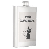 Quirky Whimsical Black Cat Glittery Hello Gorgeous Flachmann (Rechts)