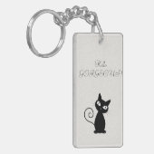 Quirky Whimsical Black Cat Glittery Hello Gorgeous Schlüsselanhänger (Vorderseite links)