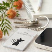 Quirky Whimsical Black Cat Glittery Hello Gorgeous Schlüsselanhänger (Vorderseite rechts)