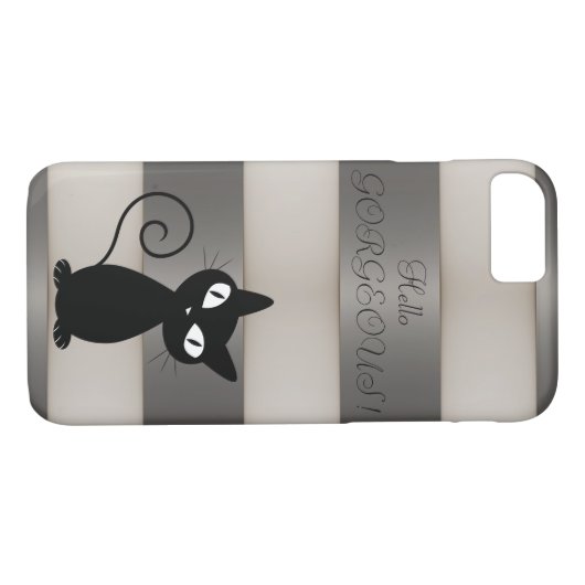 Quirky Whimsical Black Cat Striped - Hello Gorgeou Case-Mate iPhone Hülle (Rückseite (Horizontal))