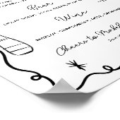 Quirky whimsical Black Hand Drawn Wedding Bar Poster (Ecke)