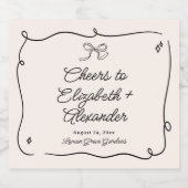 Quirky & Whimsical Bow Wedding Schaumweinetikett (Einzelnes Label)