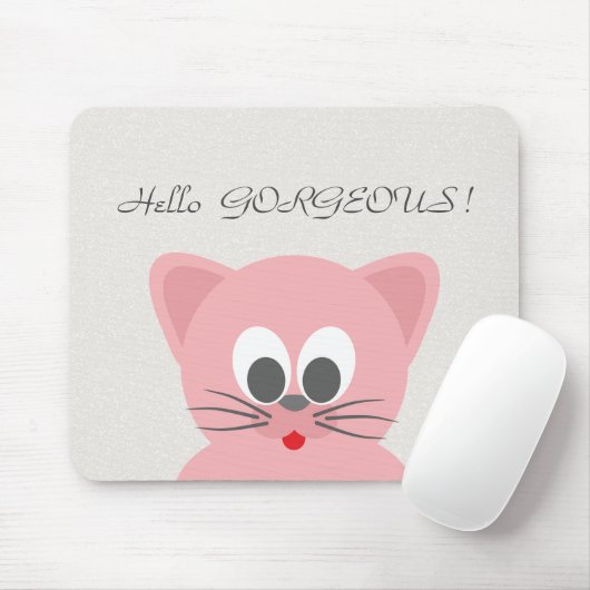 Quirky Whimsical Cat Glittery-Hello Gorgeous Mousepad (Mit Mouse)