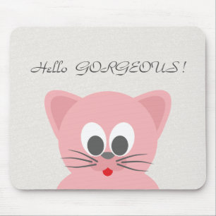 Quirky Whimsical Cat Glittery-Hello Gorgeous Mousepad