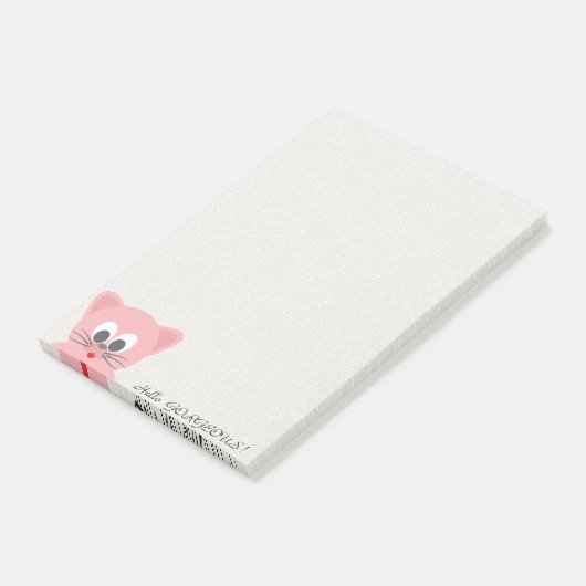 Quirky Whimsical Cat Glittery-Hello Gorgeous Post-it Klebezettel (angewinkelt)