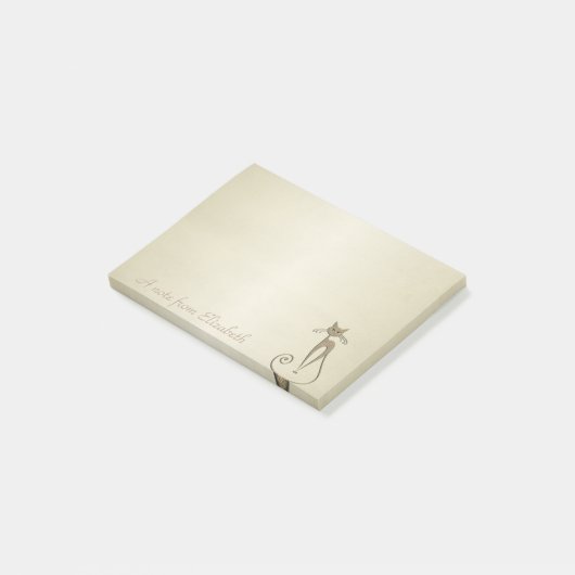 Quirky Whimsical Cat, -Personalisiert Post-it Klebezettel (angewinkelt)