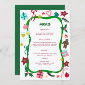 Quirky Whimsical Christmas CUSTOM Holiday Party Menükarte (Vorne/Hinten)